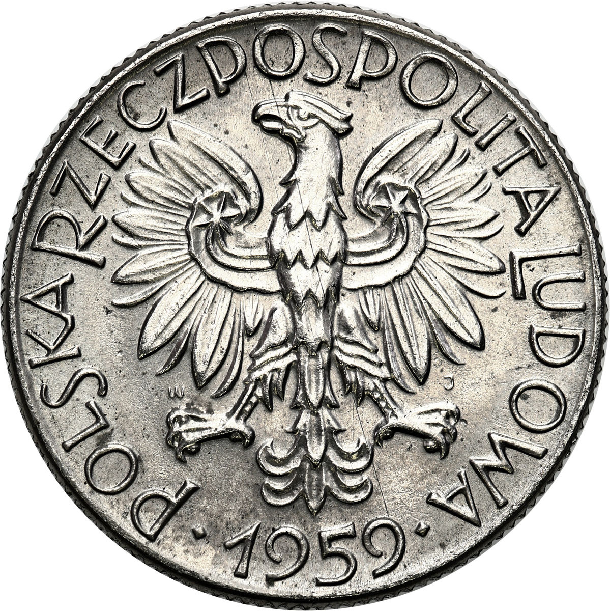 PRL. PRÓBA Nikiel 5 złotych 1959 Młot i Kielnia